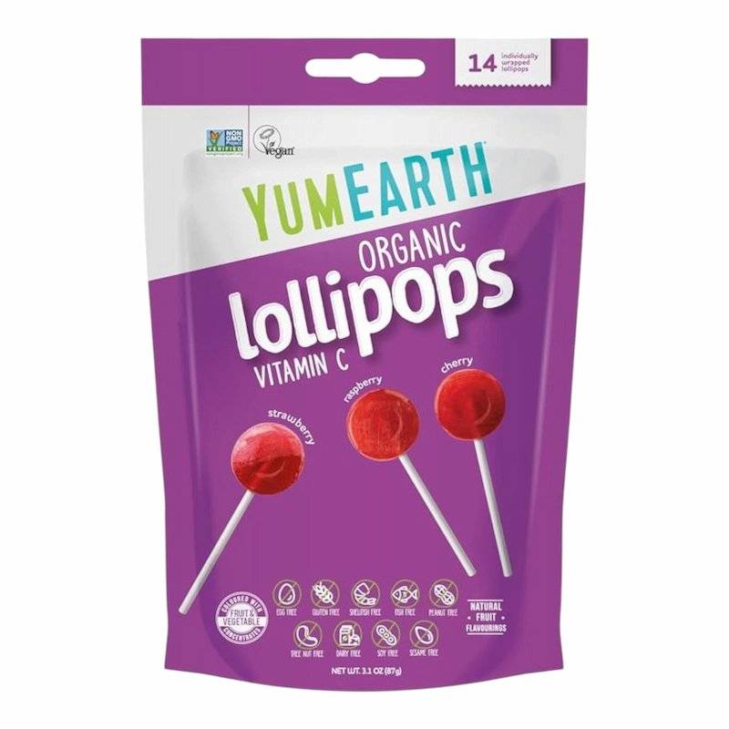 YumEarth Lollipops Organic Originale – Pack de 14 Sucettes Fraise &amp; Cerise