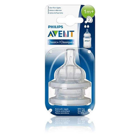 Avent 2 Tétines Classic Anti-Colic Débit Lent 1m+ - Philips Avent - Tétines pour bébé Maroc -www.babyboss.ma