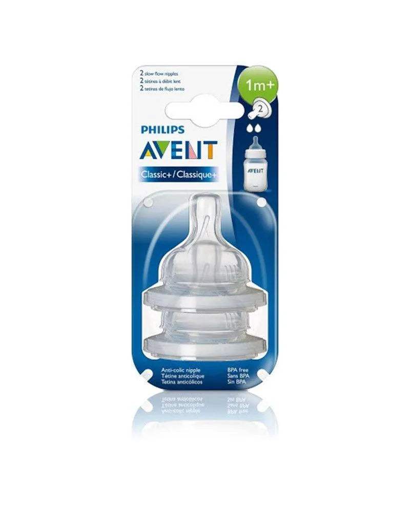 Avent 2 Tétines Classic Anti-Colic Débit Lent 1m+ - Philips Avent - Tétines pour bébé Maroc -www.babyboss.ma
