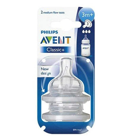 Avent 2 Tétines Classic Anti-Colic Débit Moyen 3m+ - Philips Avent - Tétines pour bébé Maroc -www.babyboss.ma