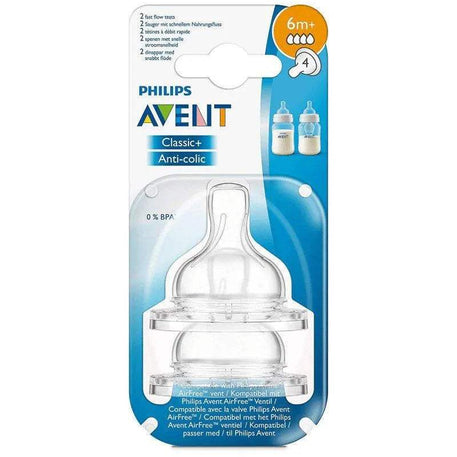 Avent 2 Tétines Classic Anti-Colic Débit Rapide 6m+ - Philips Avent - Tétines pour bébé Maroc -www.babyboss.ma