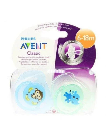 Avent Classic Sucette Animaux Silicone Orthodontique Classic 6-18 mois x2 - Babyboss.ma - Philips Avent - pour bébé maroc