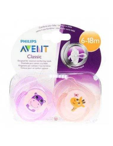 Avent Classic Sucette Animaux Silicone Orthodontique Classic 6-18 mois x2 - Philips Avent - pour bébé Maroc -www.babyboss.ma