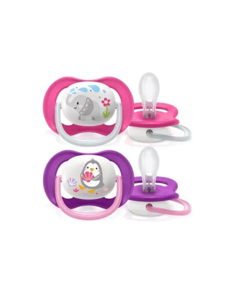 Avent Lot de 2 Sucettes Orthodontiques Ultra Air Animals 6-18m Fille - Babyboss.ma - Philips Avent - pour bébé maroc