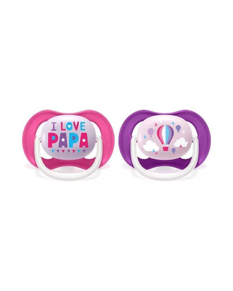 Avent Lot de 2 Sucettes Orthodontiques Ultra Air Happy 6-18m Fille - Philips Avent - Sucettes pour bébé Maroc -www.babyboss.ma
