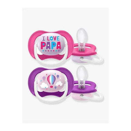Avent Lot de 2 Sucettes Orthodontiques Ultra Air Happy 6-18m Fille - Philips Avent - Sucettes pour bébé Maroc -www.babyboss.ma