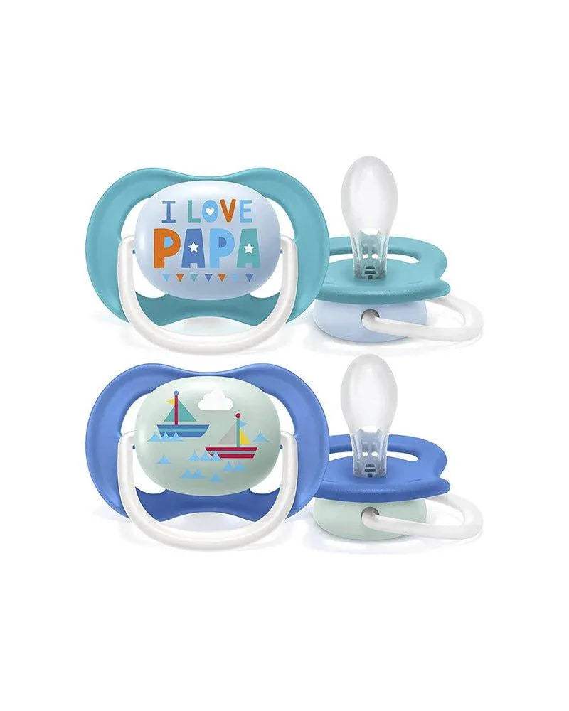 Avent Lot de 2 Sucettes Orthodontiques Ultra Air Happy 6-18m Garçon - Philips Avent - Sucettes pour bébé Maroc -www.babyboss.ma