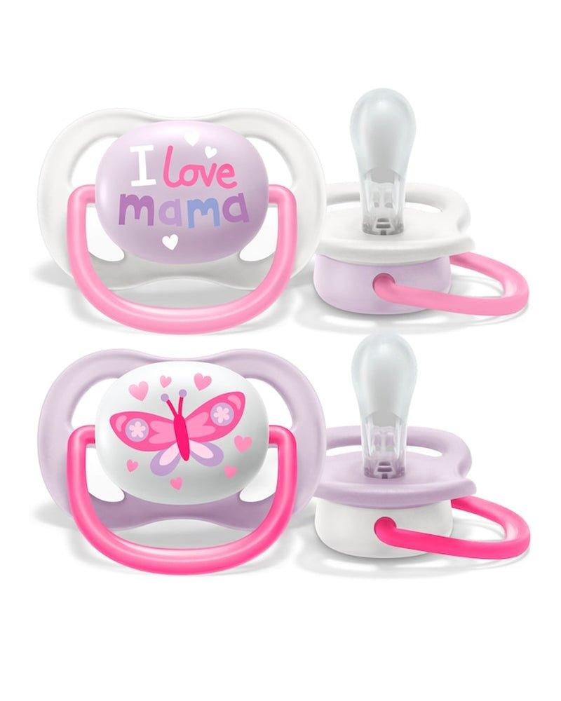 Avent Lot de 2 Sucettes Ultra Air Collection Happy 0-6m Fille - Babyboss.ma - Philips Avent - pour bébé maroc