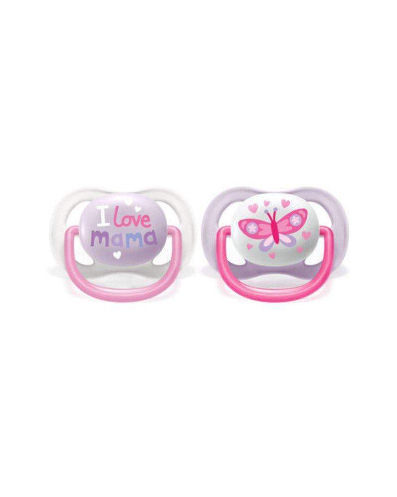 Avent Lot de 2 Sucettes Ultra Air Collection Happy 0-6m Fille - Philips Avent - Sucettes pour bébé Maroc -www.babyboss.ma