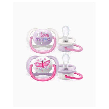 Avent Lot de 2 Sucettes Ultra Air Collection Happy 0-6m Fille - Philips Avent - Sucettes pour bébé Maroc -www.babyboss.ma