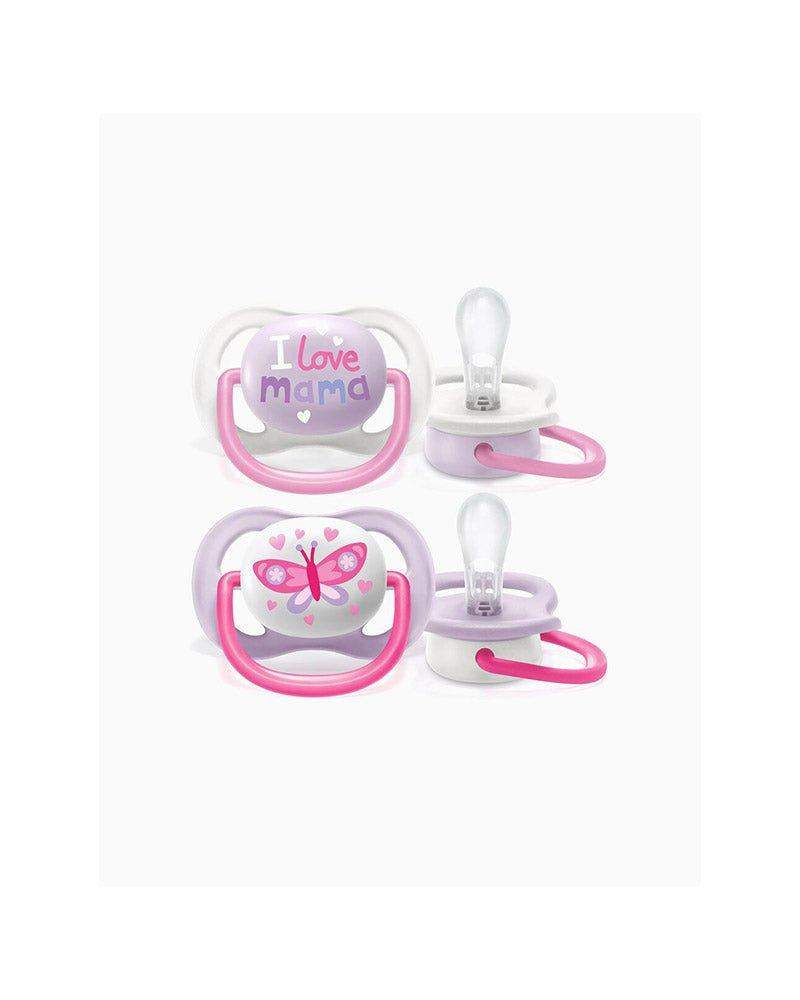 Avent Lot de 2 Sucettes Ultra Air Collection Happy 0-6m Fille - Philips Avent - Sucettes pour bébé Maroc -www.babyboss.ma