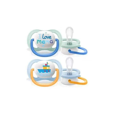 Avent Lot de 2 Sucettes Ultra Air Collection Happy 0-6m Garçon - Philips Avent - Sucettes pour bébé Maroc -www.babyboss.ma