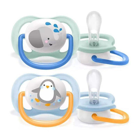 Avent Lot de 2 Sucettes Ultra Air Penguin & Éléphant 0-6m Garçon - Philips Avent - Sucettes pour bébé Maroc -www.babyboss.ma