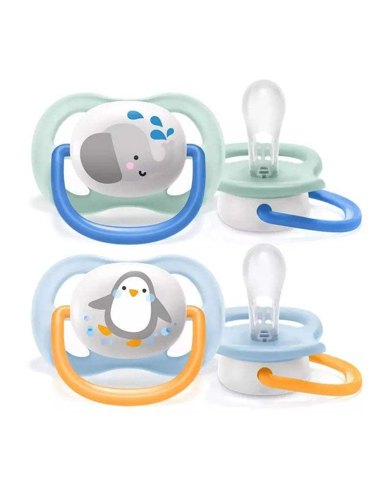 Avent Lot de 2 Sucettes Ultra Air Penguin & Éléphant 0-6m Garçon - Philips Avent - Sucettes pour bébé Maroc -www.babyboss.ma