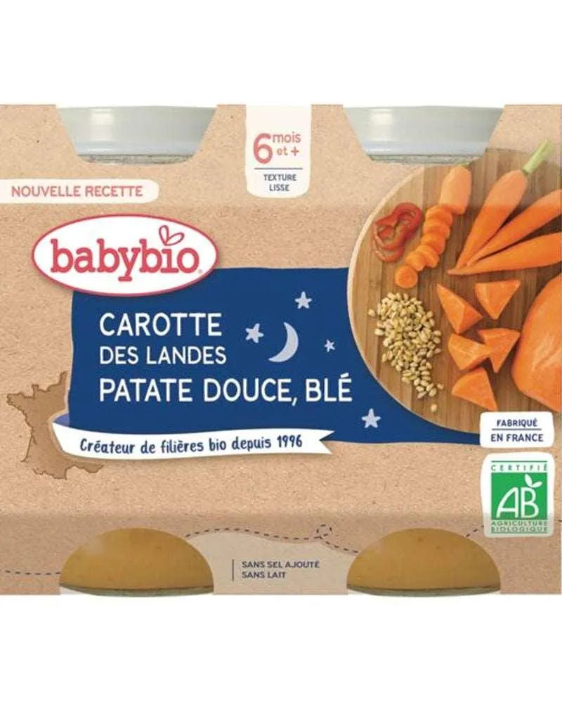 Babybio bonne nuit carotte patate douce & blé 2x200g - Babyboss.ma - Babybio - pour bébé maroc