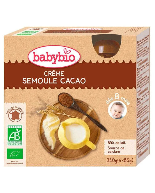 Babybio Gourde Brassé Créme Semoule Cacao 4x85g - Babyboss.ma - Babybio - pour bébé maroc