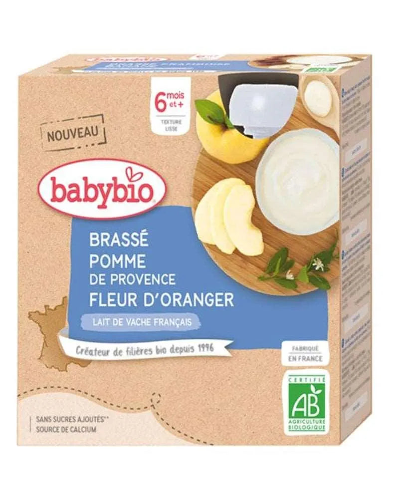 Babybio Gourde Brassé Pommes et Fleur d'Oranger 4x85g - Babyboss.ma - Babybio - pour bébé maroc