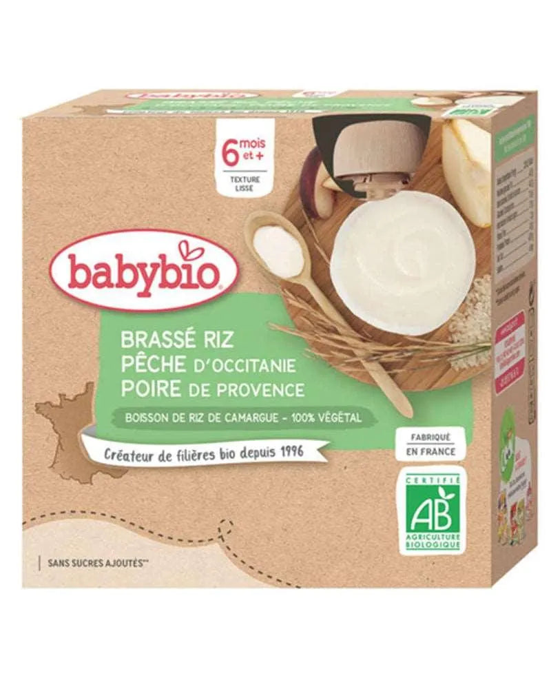 Babybio Gourde Brassé Riz Pêche Poire 4x85g - Babyboss.ma - Babybio - pour bébé maroc