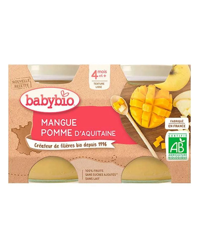 Babybio Petit Pot Mangue Pomme de Nouvelle-Aquitaine 2x 130g - Babyboss.ma - Babybio - pour bébé maroc