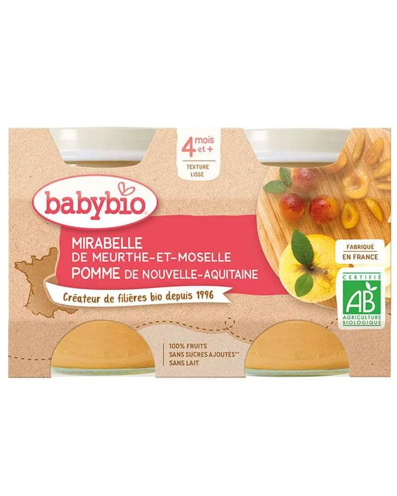 Babybio Petit Pot Mirabelles & Pomme de Nouvelle-Aquitaine 2x 130g - Babyboss.ma - Babybio - pour bébé maroc