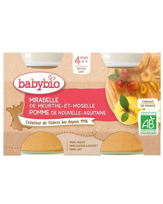 Babybio Petit Pot Mirabelles & Pomme de Nouvelle-Aquitaine 2x 130g - Babyboss.ma - Babybio - pour bébé maroc