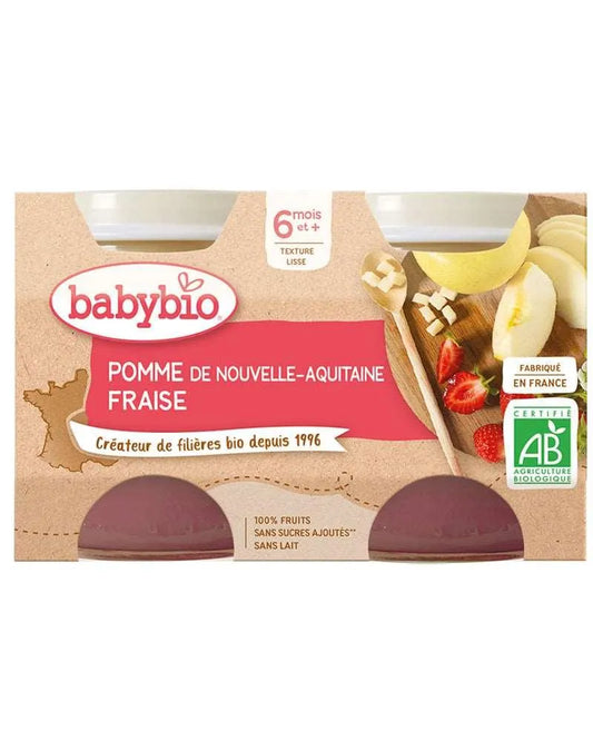 Babybio Petit Pot Pomme de Nouvelle-Aquitaine & Fraise 2x 130g - Babyboss.ma - Babybio - pour bébé maroc