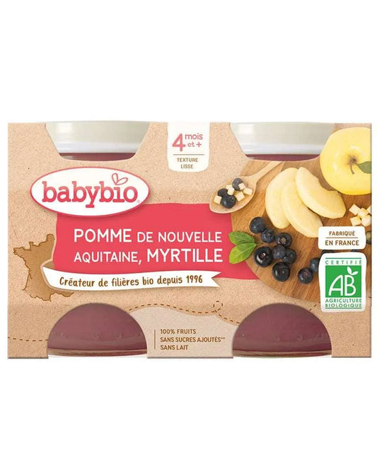 Babybio Petit Pot Pomme de Nouvelle-Aquitaine & Myrtille 2x 130g - Babyboss.ma - Babybio - pour bébé maroc