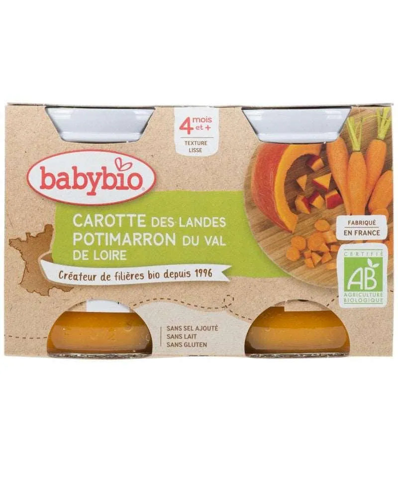 Babybio Pot Carotte Potimarron 2x130g - Babyboss.ma - Babybio - pour bébé maroc