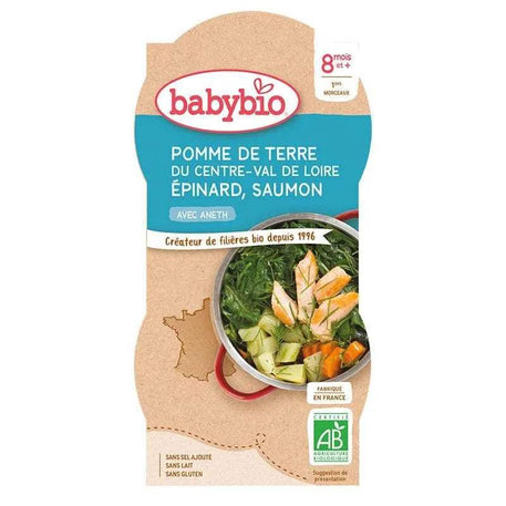 Babybio Pomme de Terre du Centre-Val de Loire Epinard Saumon à L'Aneth 2x200g li - Babybio - Alimentation - Babyboss.ma