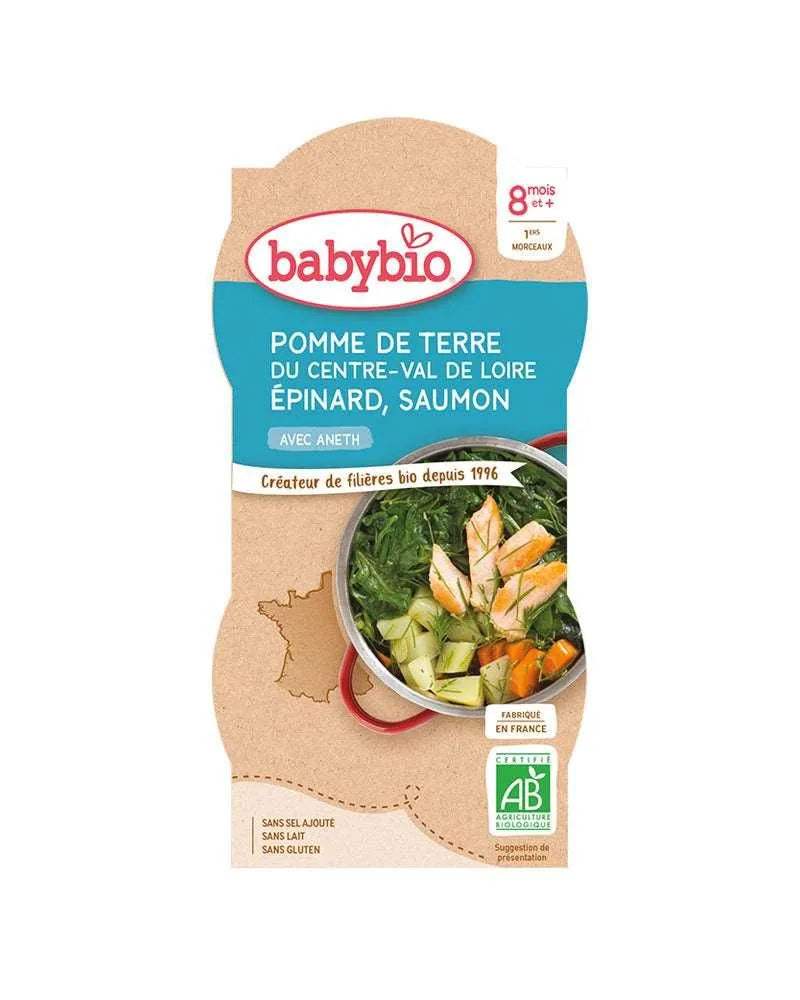 Babybio Pomme de Terre du Centre-Val de Loire Epinard Saumon à L'Aneth 2x200g li - Babybio - Alimentation - Babyboss.ma