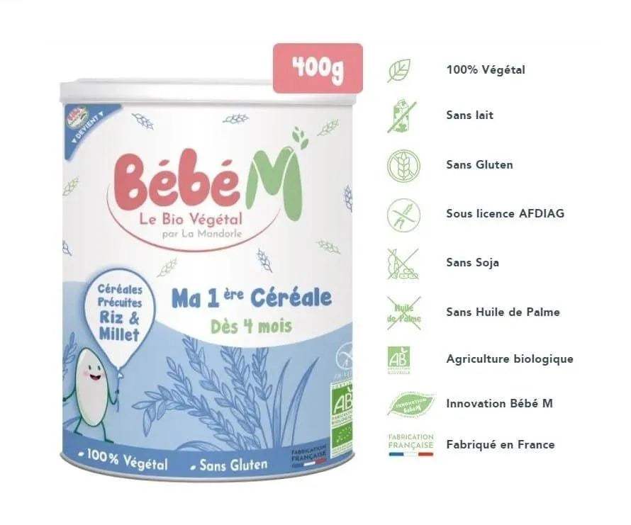 Bébé M Ma 1ère Céréale 4mois+ | 100% végétale | Sans lait | Sans gluten - Bébé M - pour bébé Maroc -www.babyboss.ma