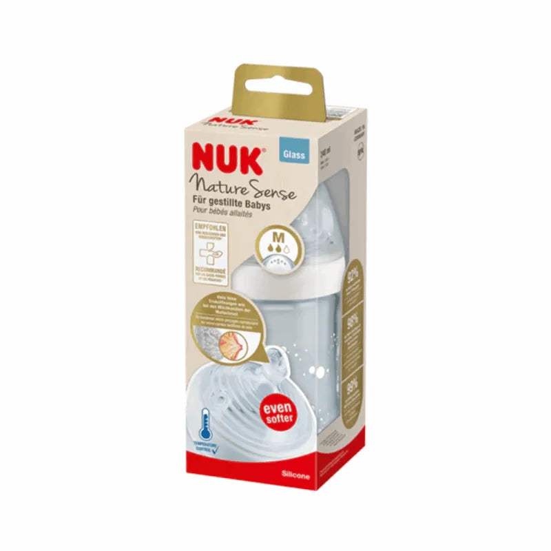 Biberon en verre 240ml NUK Nature Sense avec Temperature Control - NUK - pour bébé Maroc -www.babyboss.ma