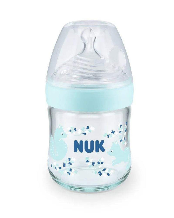Biberon En Verre Nature Sens 120ml NUK - Bleu Ciel - NUK - Biberon pour bébé Maroc -www.babyboss.ma