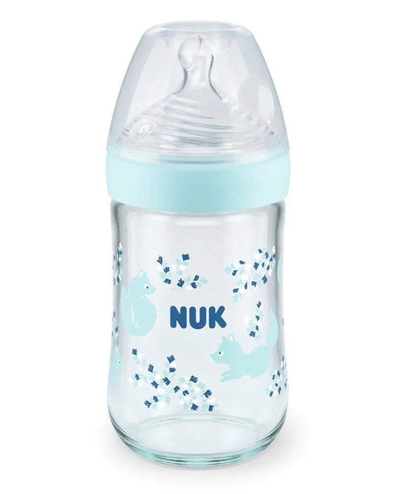 Biberon En Verre Nature Sens 240ml NUK - Bleu Ciel - Babyboss.ma - NUK - pour bébé maroc