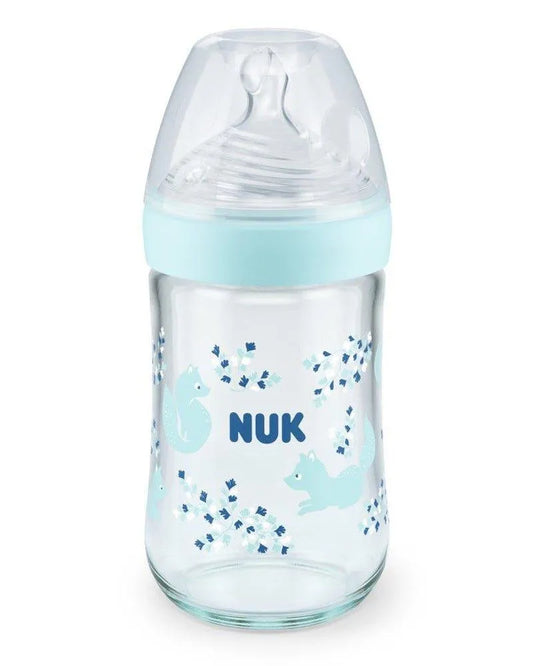 Biberon En Verre Nature Sens 240ml NUK - Bleu Ciel - Babyboss.ma - NUK - pour bébé maroc