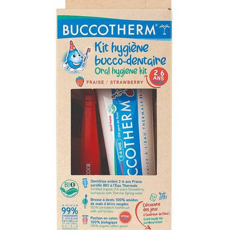 Buccotherm Kit Hygiène Enfant Bio 2-6Ans 50ml - Goût Fraise - Buccotherm - Dentifrice pour bébé Maroc -www.babyboss.ma
