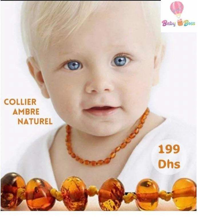Collier d’ambre 100% authentique - Colier d’ambre - pour bébé Maroc -www.babyboss.ma