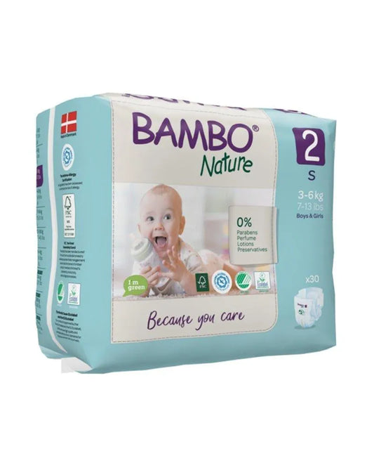 Couches Bambo Nature Taille 2 (3-6 kg) - 30 unités - Bambo Nature - pour bébé maroc