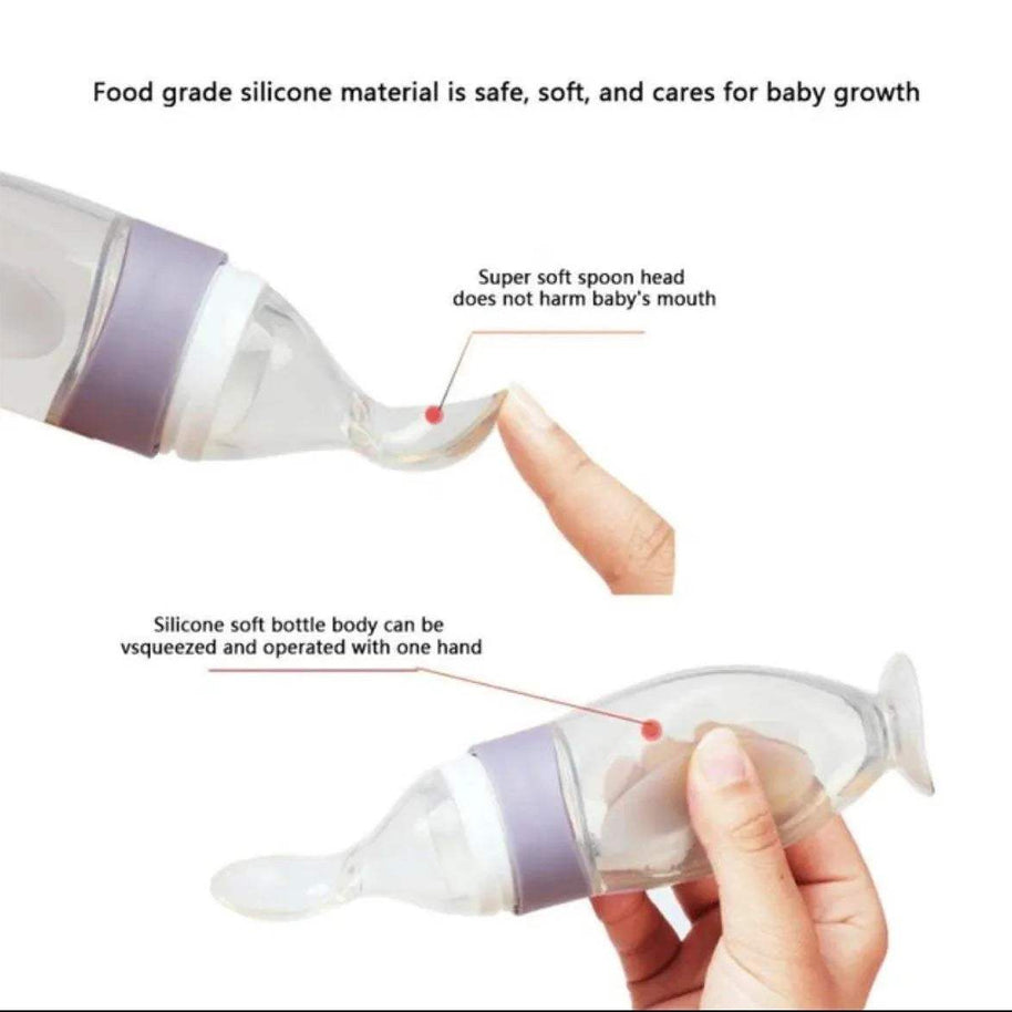 Cuillère biberon en silicone avec ventouse - Biberon - pour bébé Maroc -www.babyboss.ma