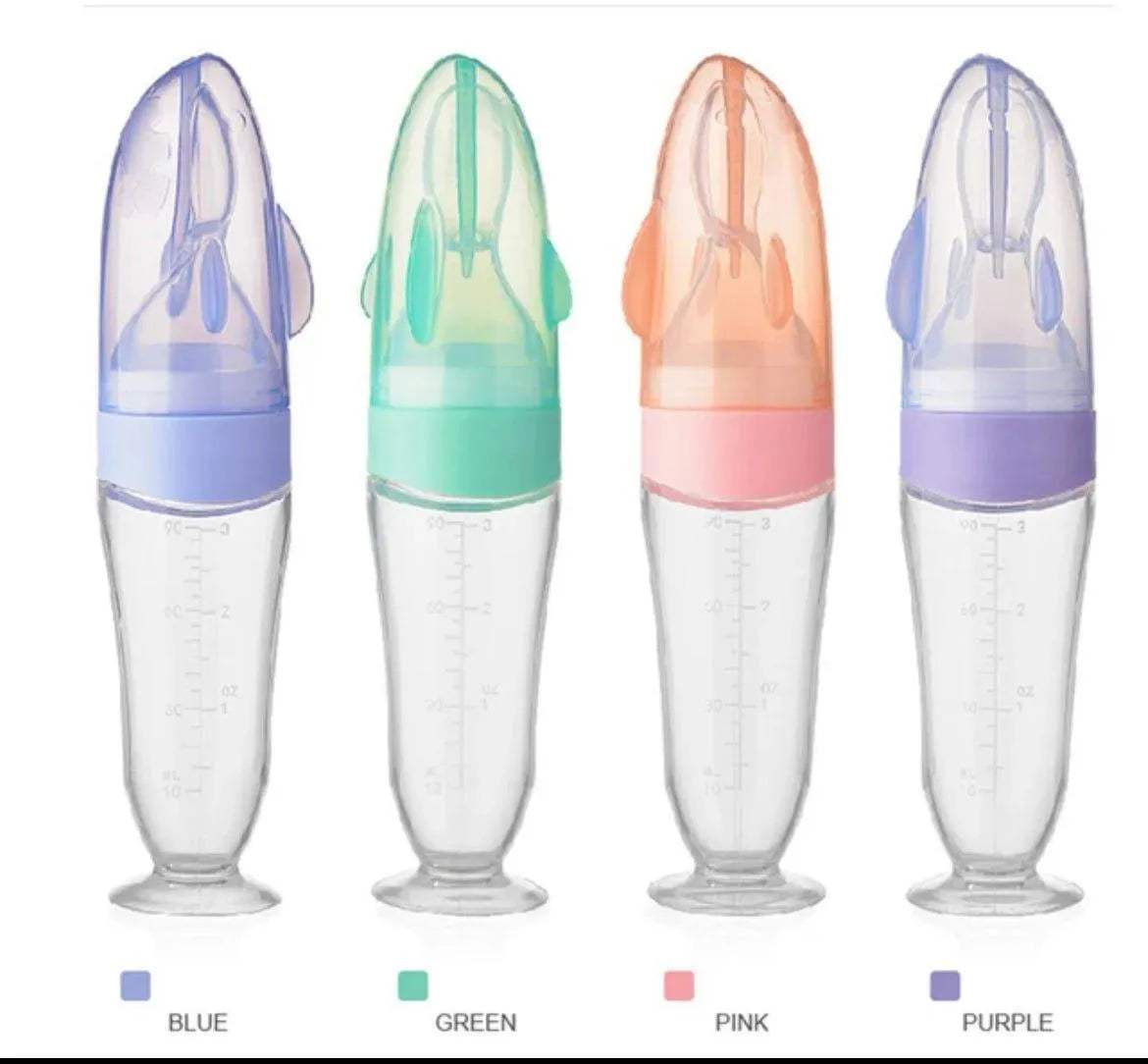 Cuillère biberon en silicone avec ventouse - Biberon - pour bébé Maroc -www.babyboss.ma