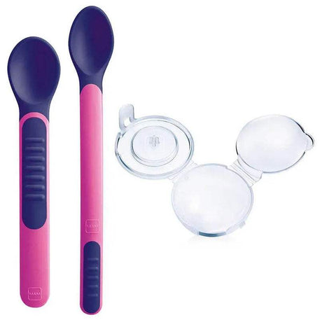 Cuillère et housse / Couverts d'apprentissage MAM - Rose - MAM - Couverts pour bébé Maroc -www.babyboss.ma