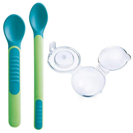 Cuillère et housse / Couverts d'apprentissage MAM - Vert - MAM - Couverts pour bébé Maroc -www.babyboss.ma