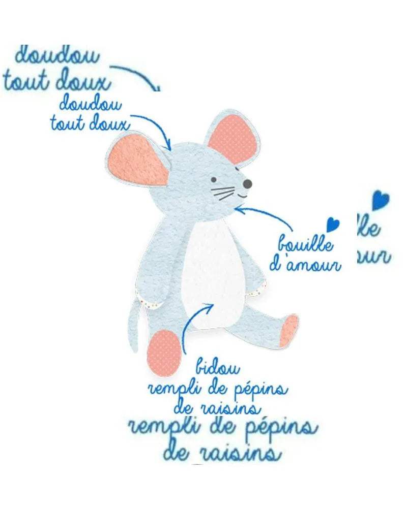 Dodie Bouillotte aux pépins de raisins souris - 6M+ - Dodie - Doudou pour bébé Maroc -www.babyboss.ma