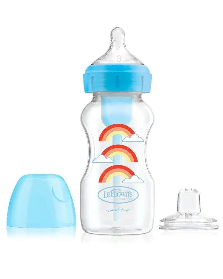 Dr. Brown's Biberon 270ml Cole large Bleu 6M+ (sippy+tétine L3) - Dr. Brown's - pour bébé maroc - www.babyboss.ma