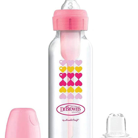 Dr. Brown's Biberon Cole étroit 250ml Rose 6M+ (sippy+tétine L3) - Dr. Brown's - Biberon pour bébé Maroc -www.babyboss.ma