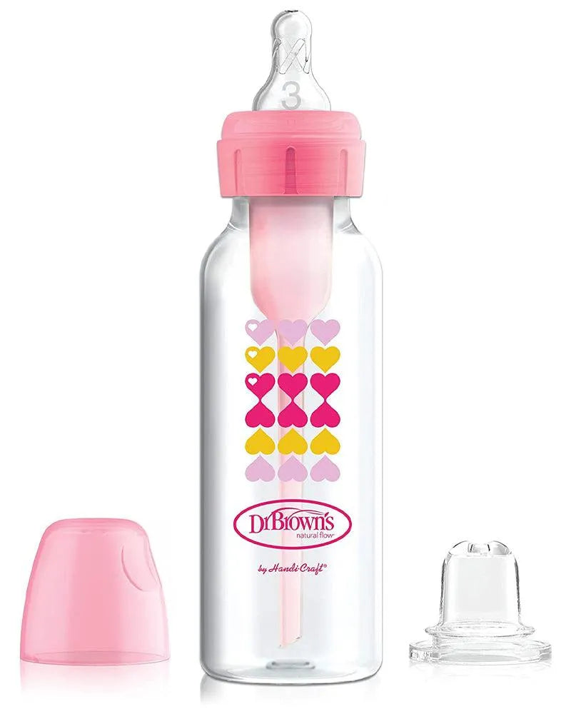 Dr. Brown's Biberon Cole étroit 250ml Rose 6M+ (sippy+tétine L3) - Dr. Brown's - pour bébé maroc