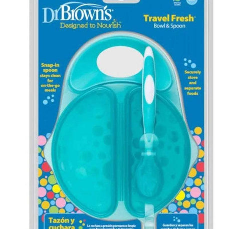 Dr. Brown's Bol et cuillère à couvercles Travel Fresh™ 4M+ - Dr. Brown's - Bols pour bébé Maroc -www.babyboss.ma