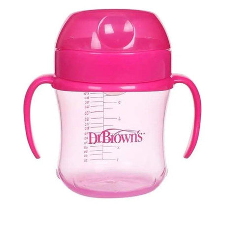 Dr. Brown's Gobelet transition 180ml avec poignées 6M+ - Rose - Dr. Brown's - Tasses pour bébé Maroc -www.babyboss.ma