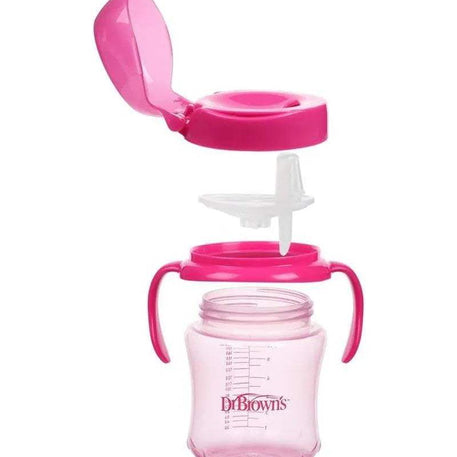 Dr. Brown's Gobelet transition 180ml avec poignées 6M+ - Rose - Dr. Brown's - Tasses pour bébé Maroc -www.babyboss.ma