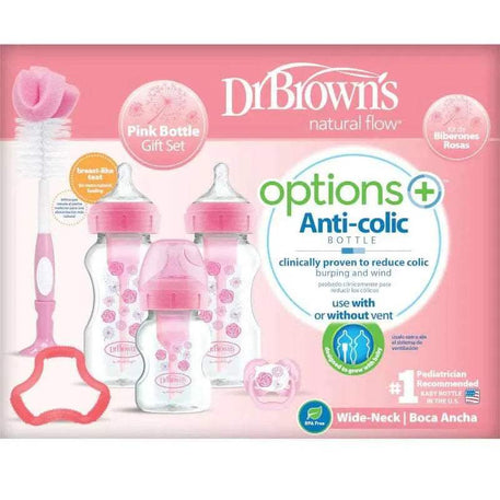 Dr. Brown's Pack cadeau Anti-colique à Cole large - Rose - Dr. Brown's - Biberon pour bébé Maroc -www.babyboss.ma